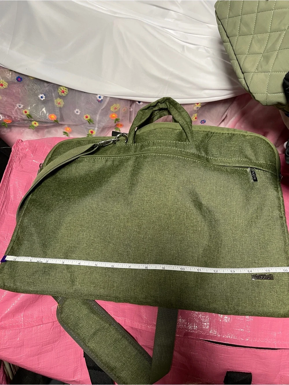 Olive Green Slim Laptop Messenger Bag